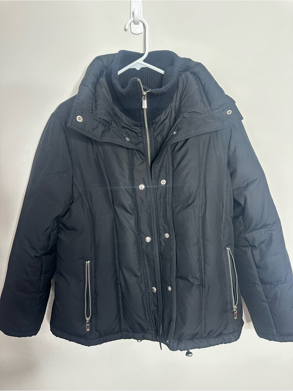 Michael Kors Black Quilted Puffer Jacket with Zip & Snap Details